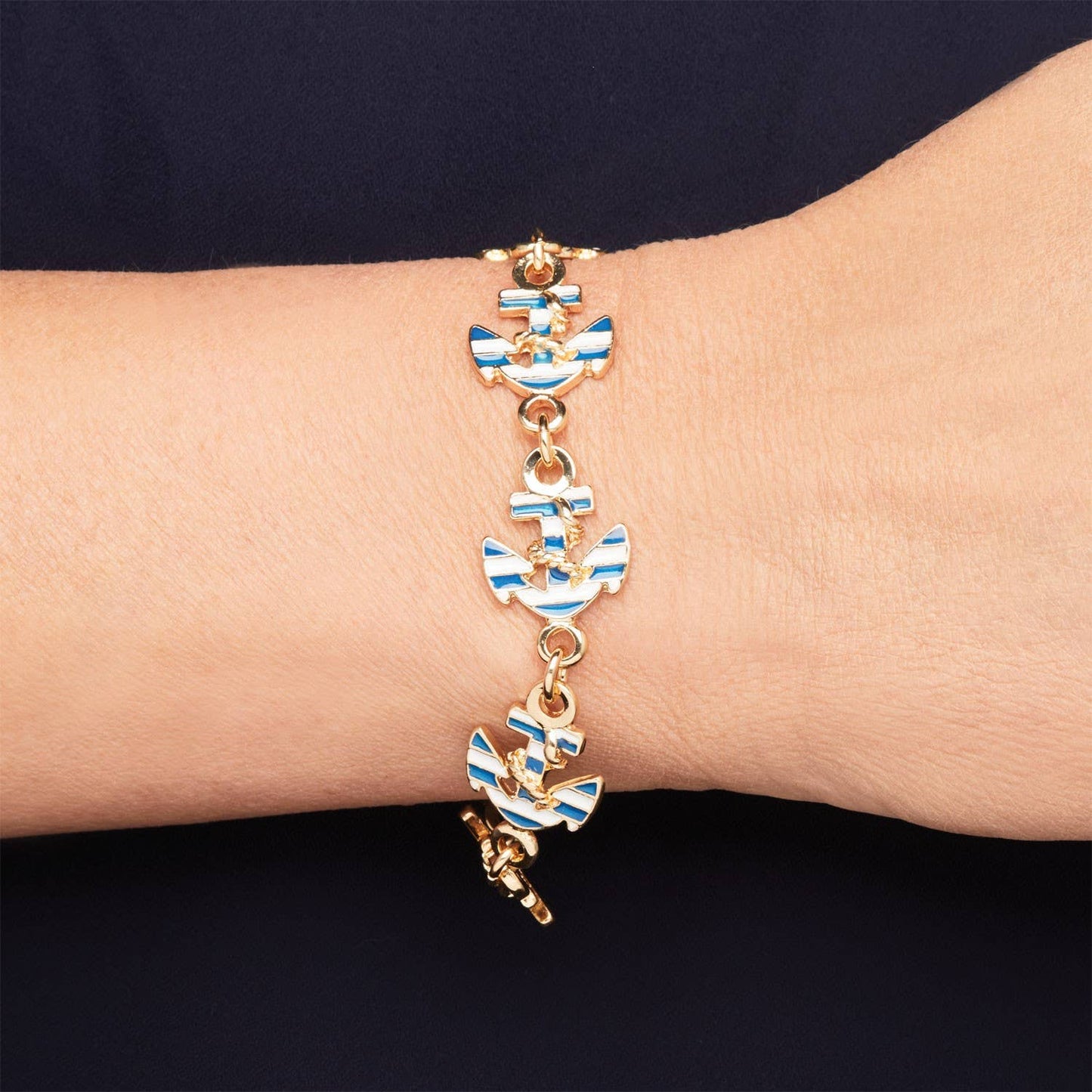SALE Anchor Stripe Gold Bracelet