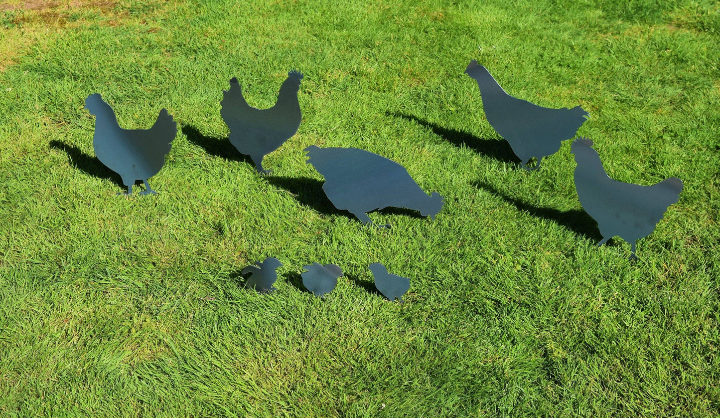 Steel Chicken Yard Stakes: Hen #1