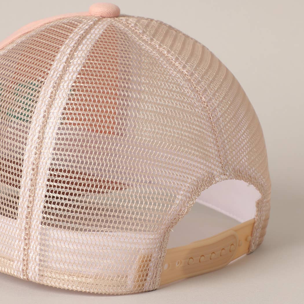 BEACH Chenille Letter Patch Mesh Back Baseball Cap: DUSTY PINK / One Size