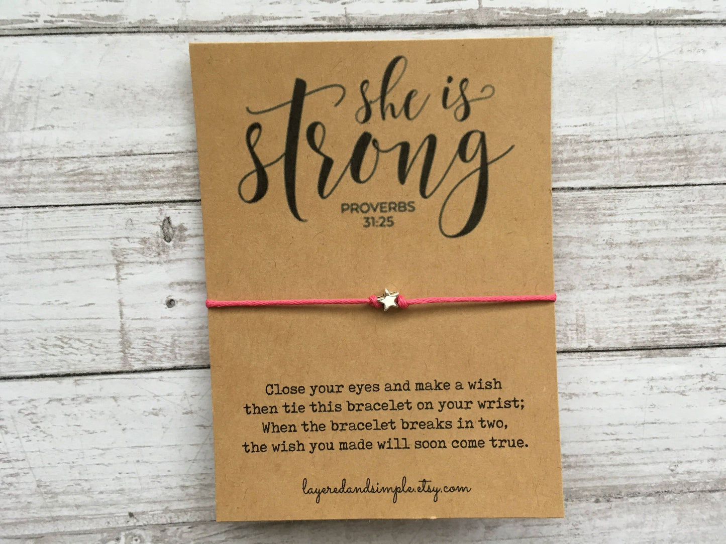 She is Strong Wish Bracelet: Purple