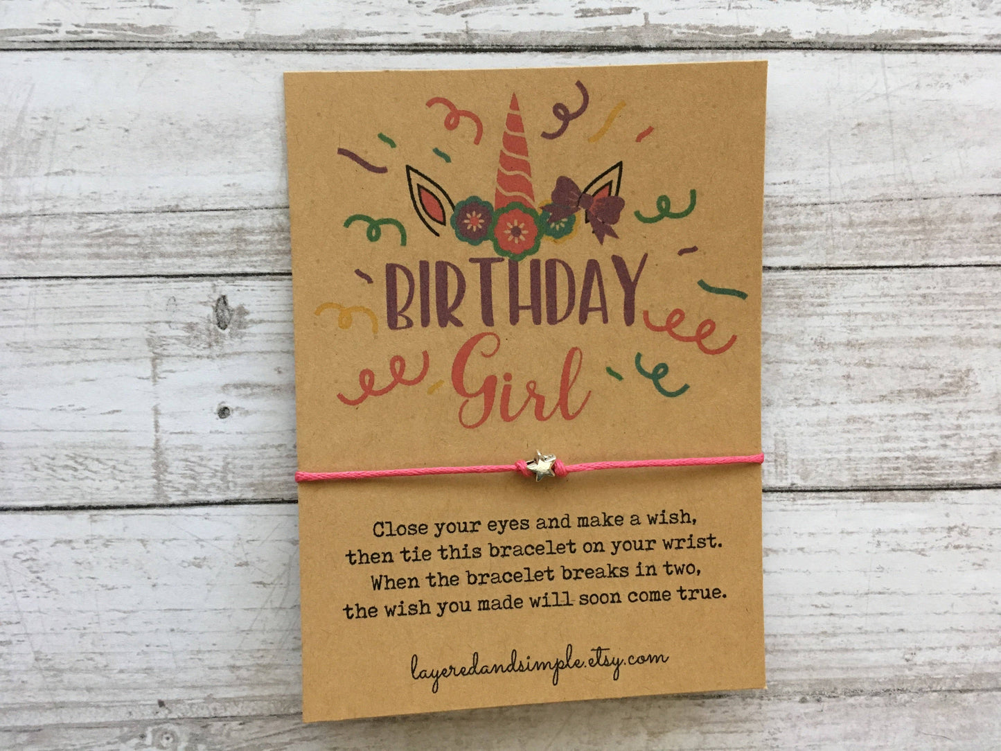 Birthday Girl Unicorn Wish Bracelet: White