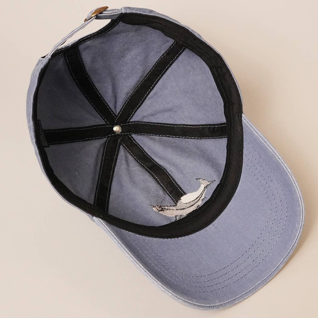 Shark Embroidered Cotton Baseball Dad Cap: WHITE / One Size