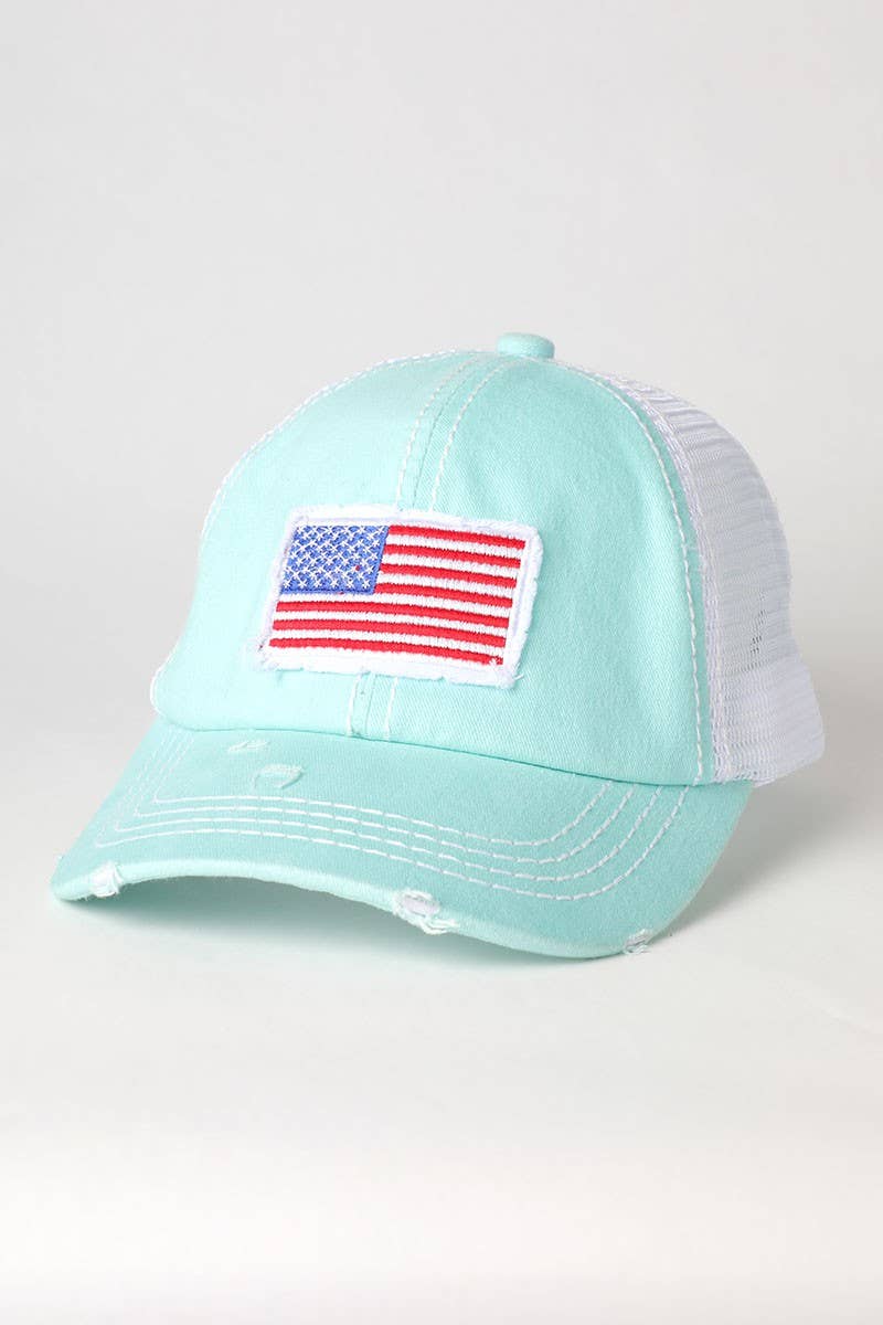 America USA Flag Mesh Snapback Baseball Cap: NAVY / One Size