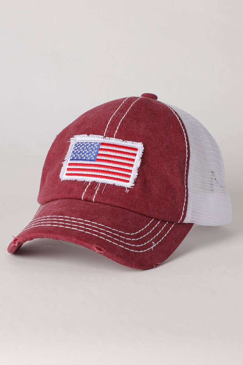 America USA Flag Mesh Snapback Baseball Cap: NAVY / One Size