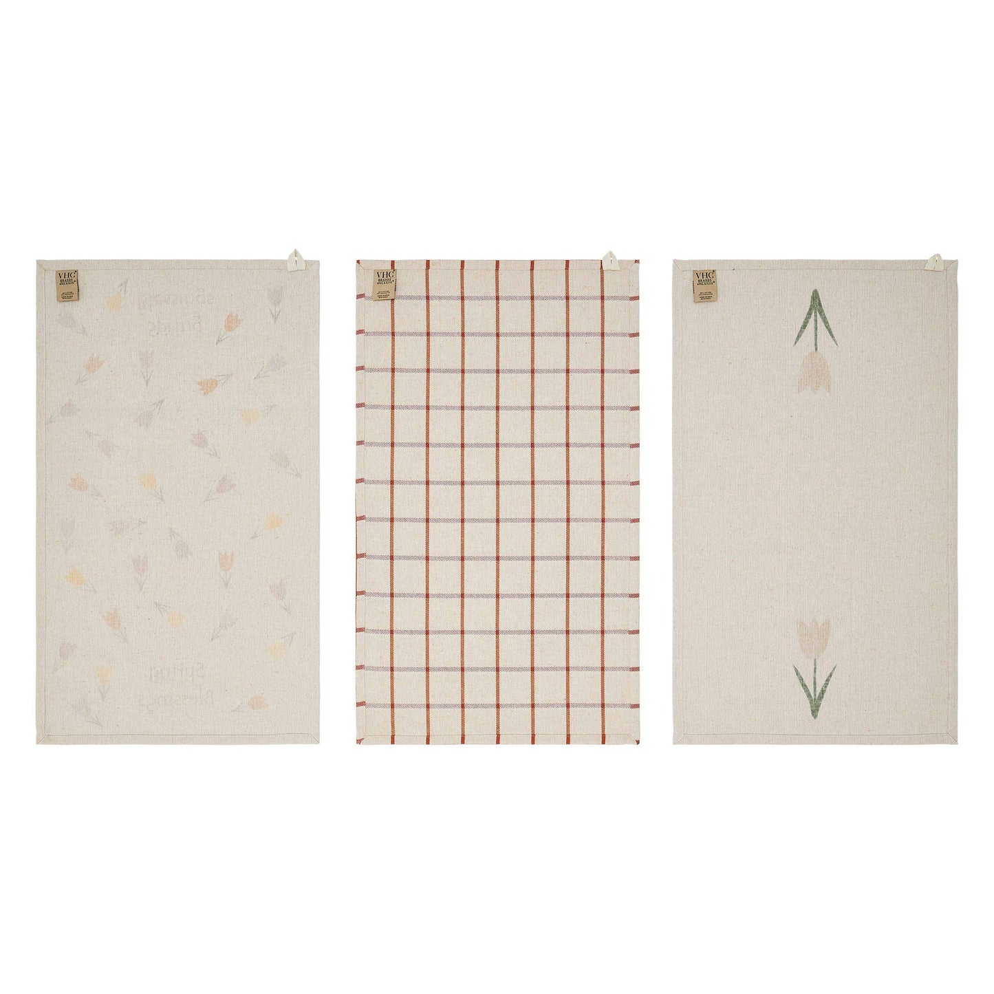 Spring In Bloom Spring Blessings & Tulips Tea Towel Set of 3 16x28