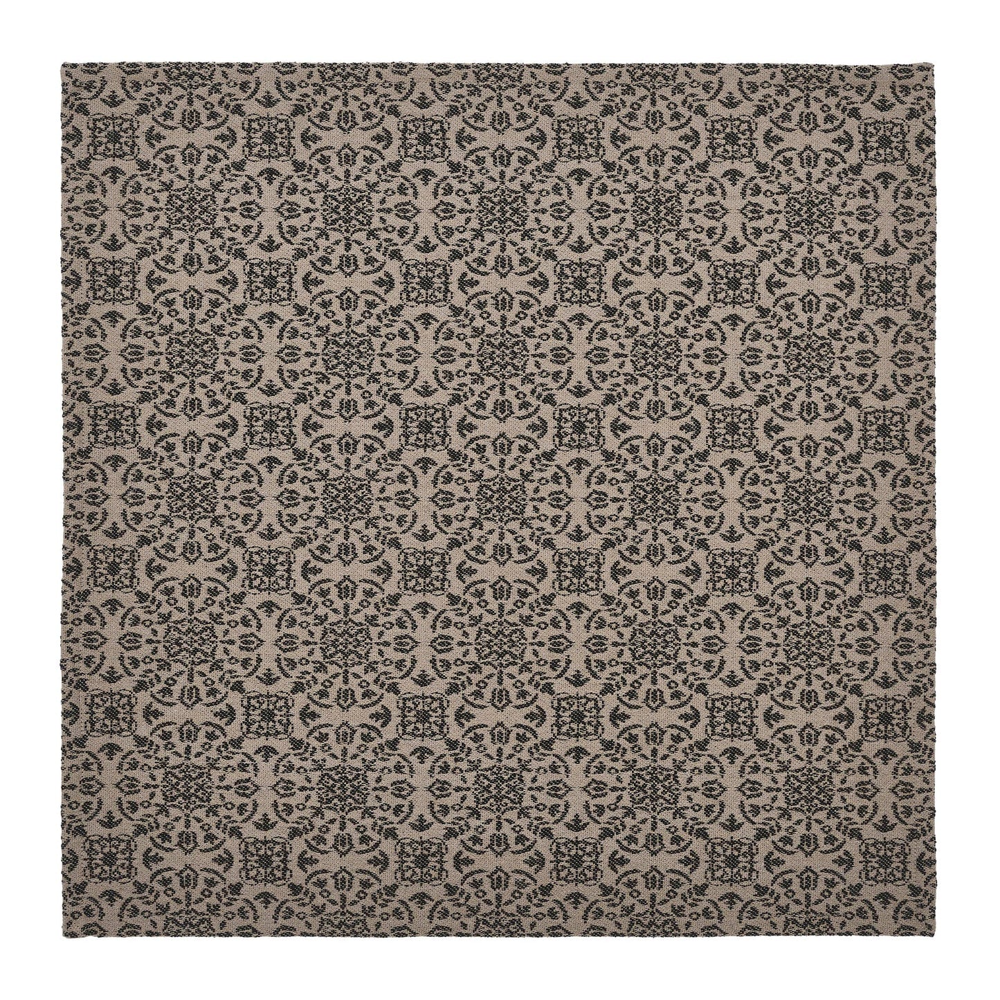 Custom House Black Tan Jacquard Table Topper 20x20