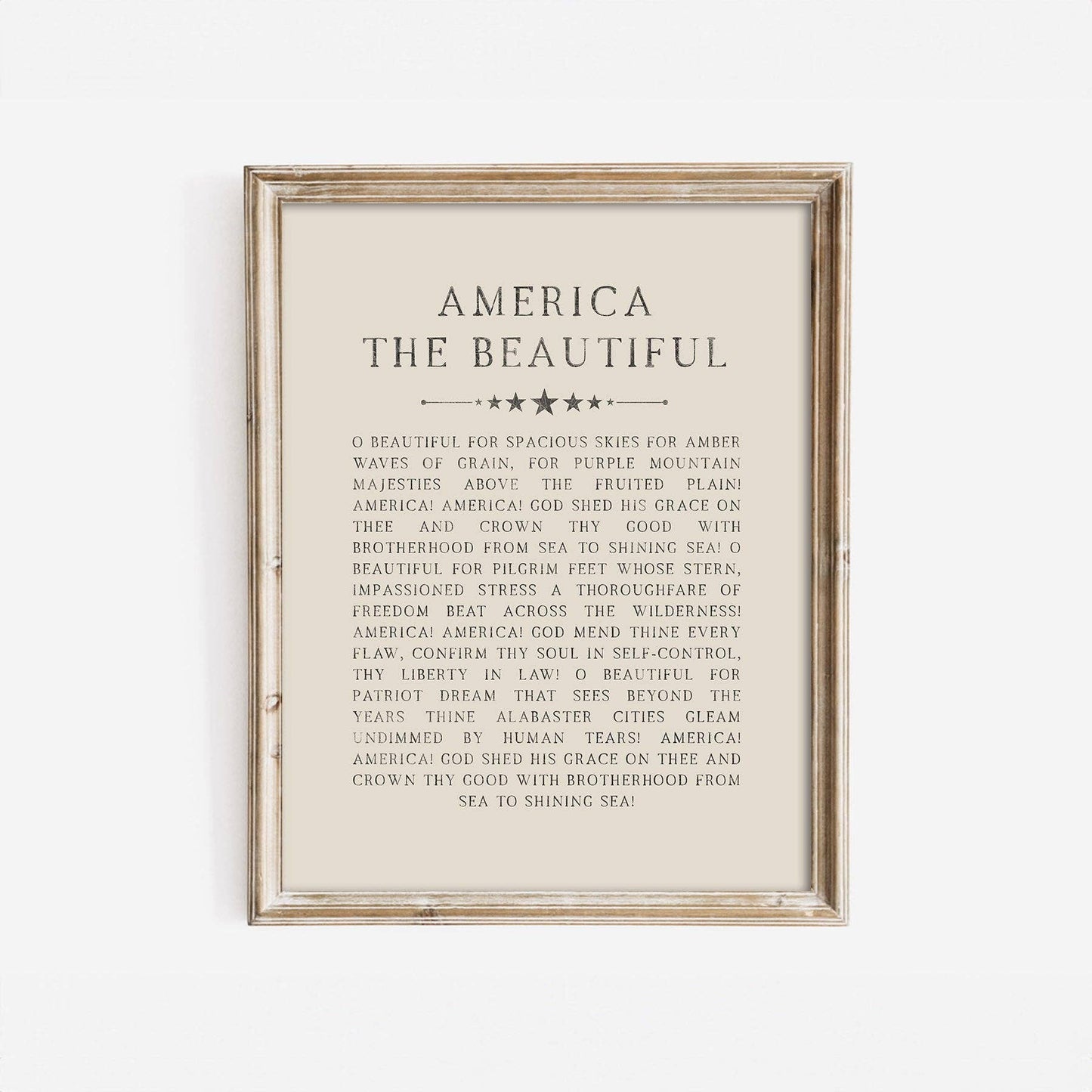 America The Beautiful Lyrics Art Print: 8x10