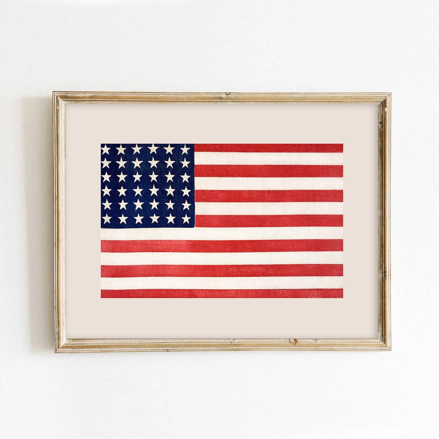American Flag on Beige Art Print: 8x10