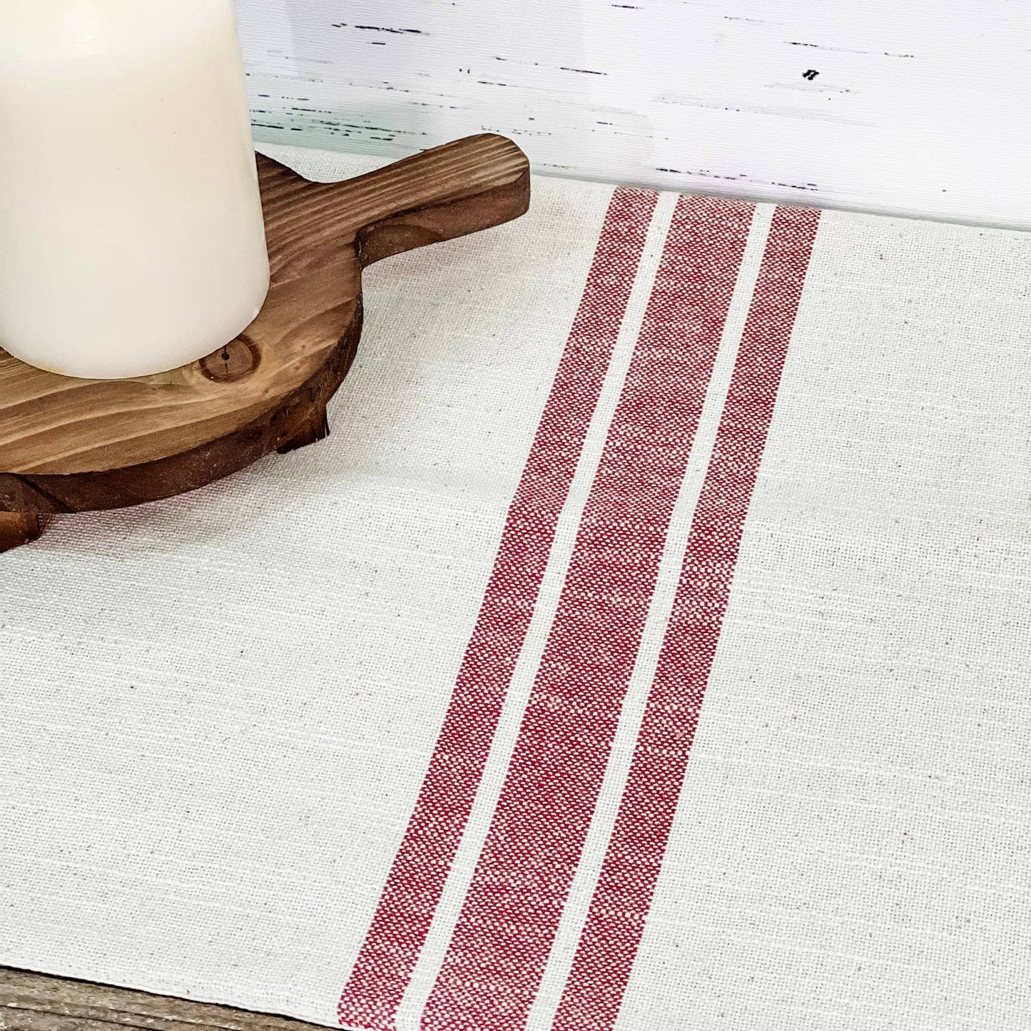 Market Place Red Grain Sack Stripe Tablemat Set of 2 14Lx14W