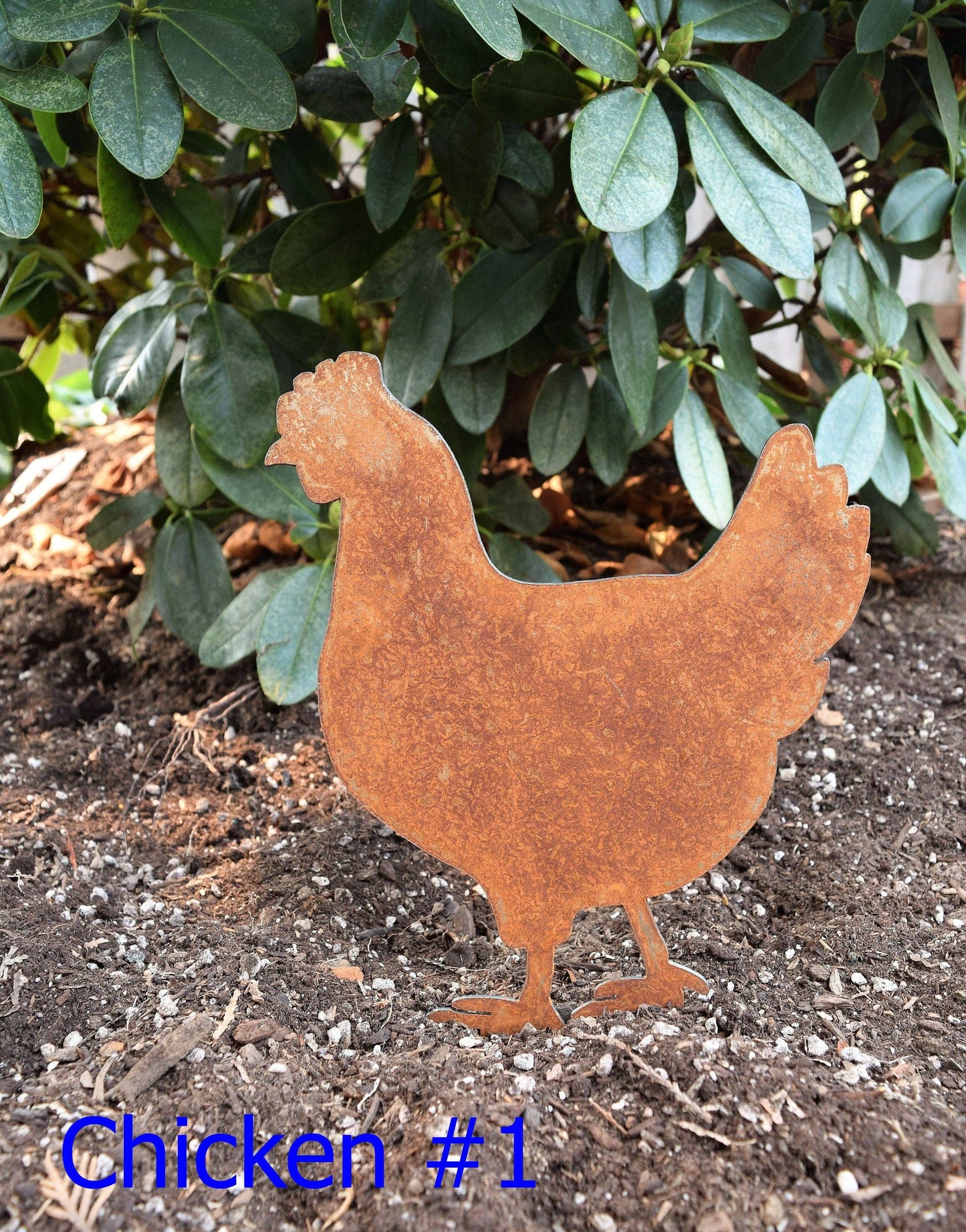 Steel Chicken Yard Stakes: Hen #1
