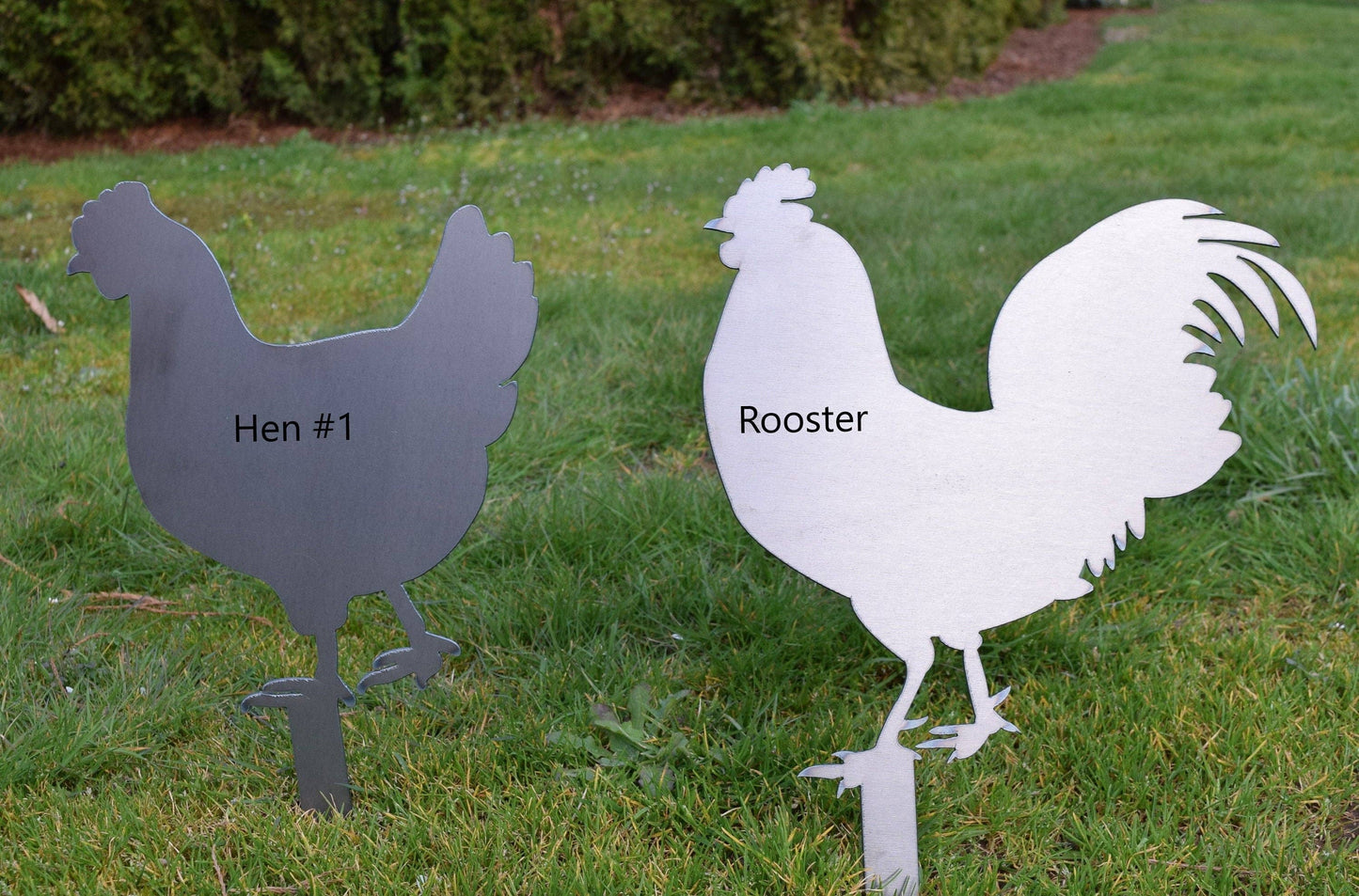 Steel Chicken Yard Stakes: Hen #1