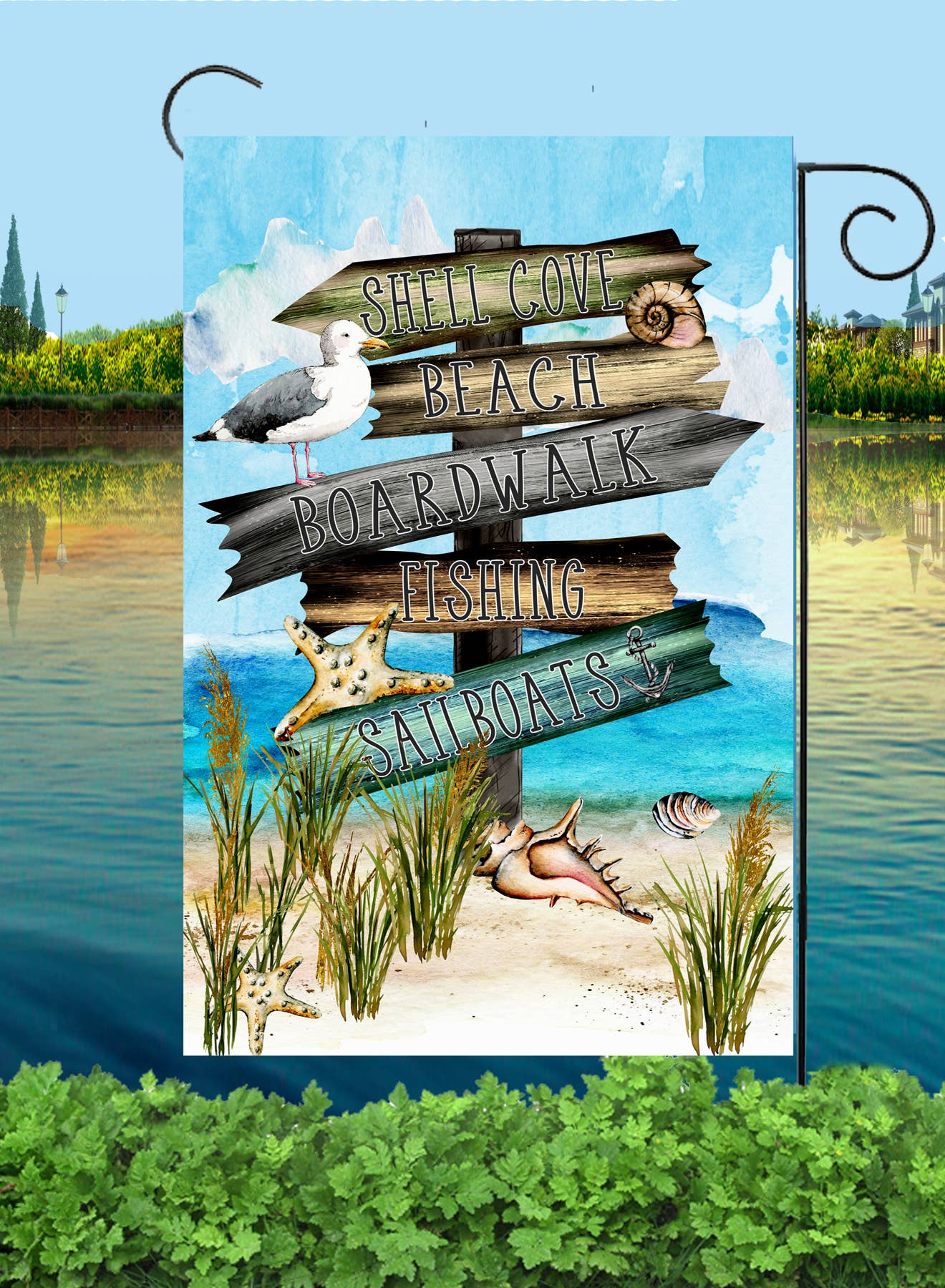 Beach Signs Garden Flag #G1926: Garden 12x18