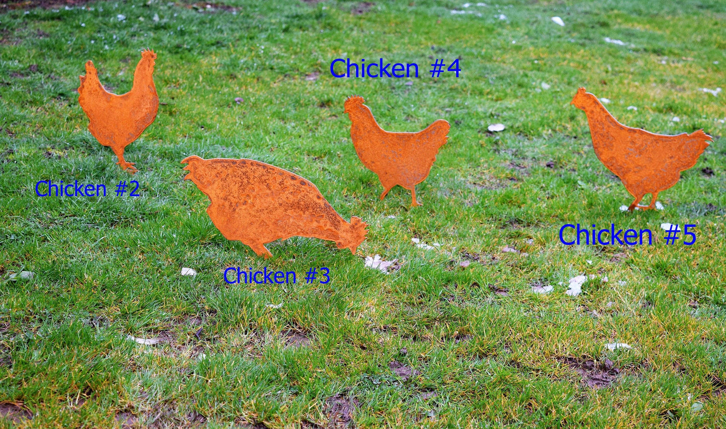 Steel Chicken Yard Stakes: Hen #1