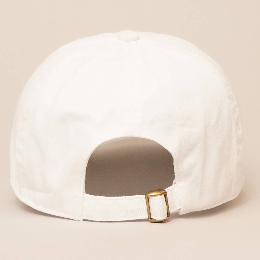 Shark Embroidered Cotton Baseball Dad Cap: WHITE / One Size
