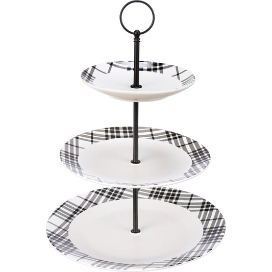 Tray - Three Tier Plaid