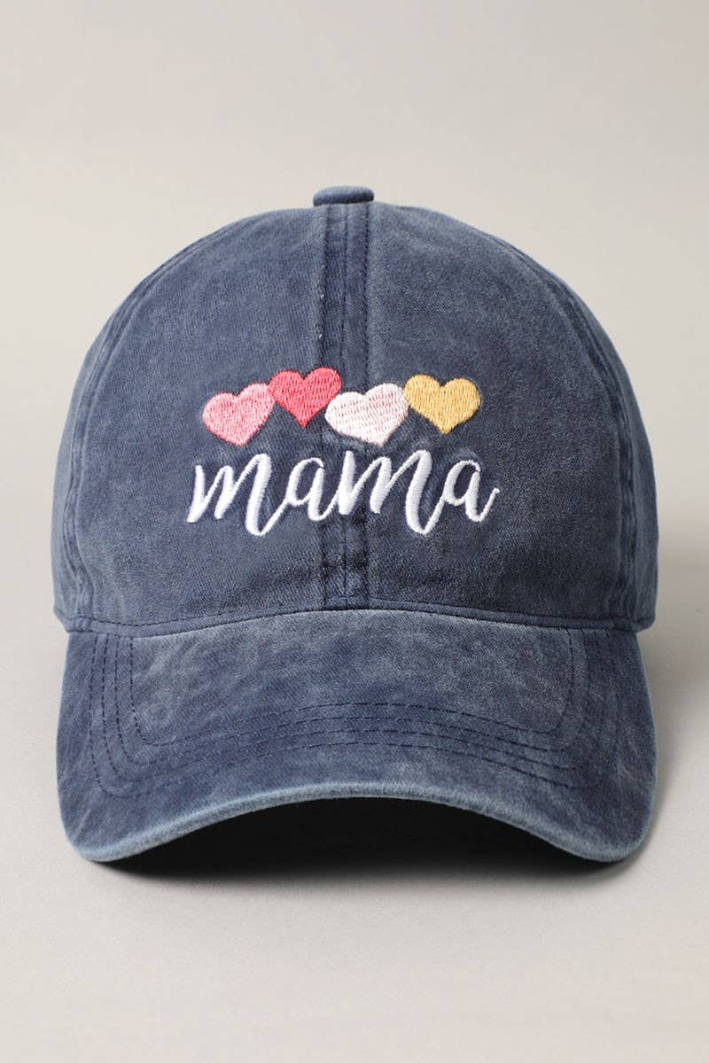Mama with Heart Embroidery Baseball Dad Hat Cap: GREY / One Size