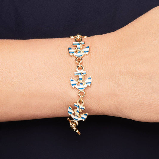 SALE Anchor Stripe Gold Bracelet