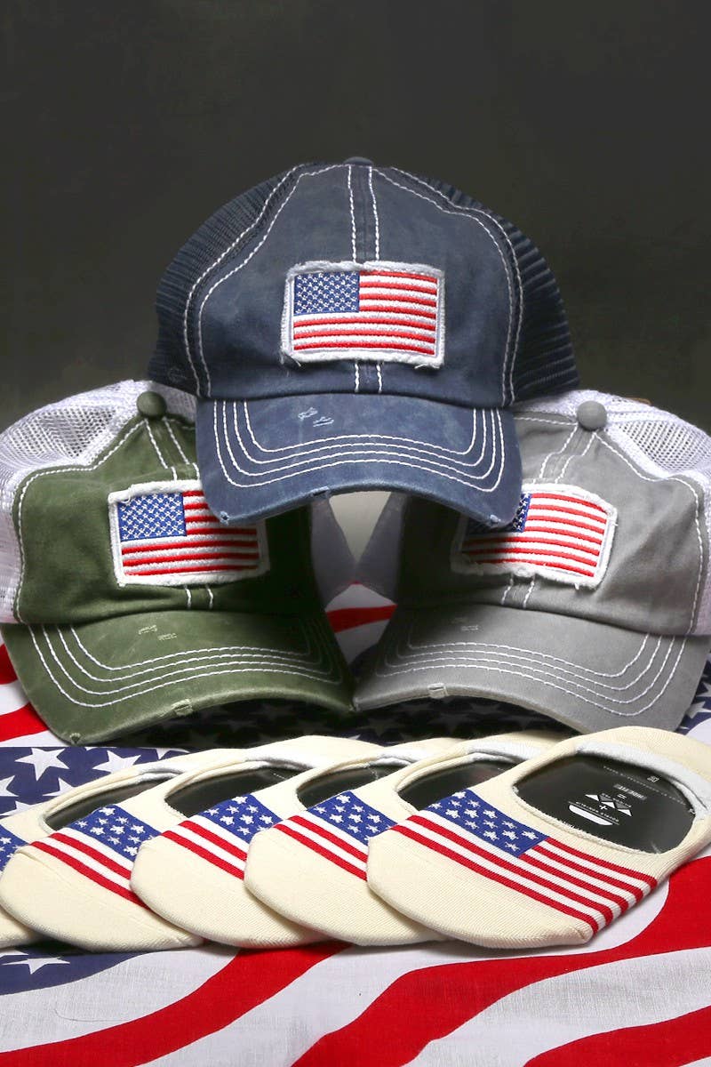 America USA Flag Mesh Snapback Baseball Cap: NAVY / One Size