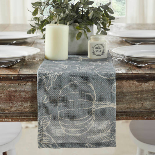 Grey Pumpkin Silhouette Fall Table Runner 8x24 Autumn Harvest Decorative Dining & Coffee Table Accent