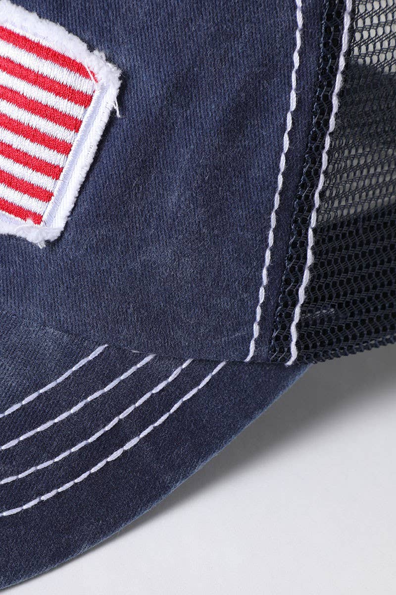 America USA Flag Mesh Snapback Baseball Cap: NAVY / One Size