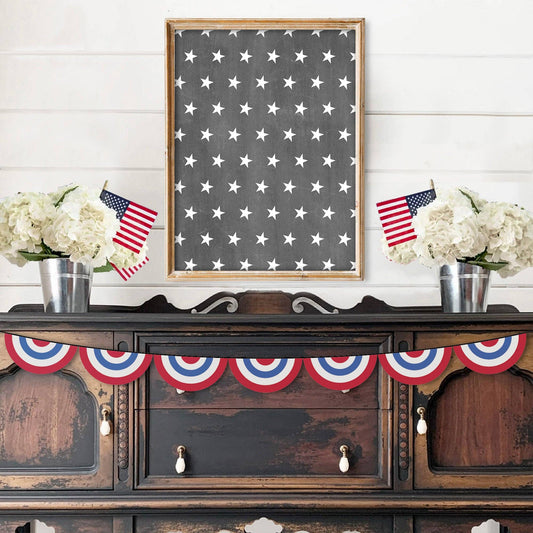 White Stars on Chalkboard Fourth of July Art Print: 8x10