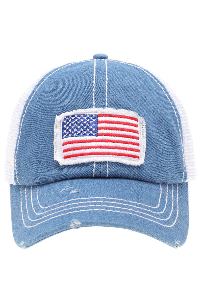 America USA Flag Mesh Snapback Baseball Cap: NAVY / One Size