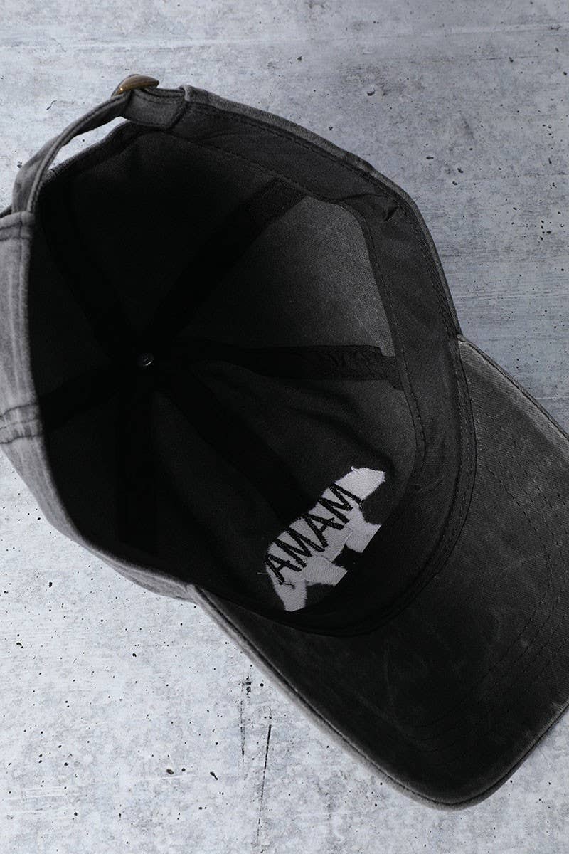 Mama Bear Embroidery Washed Cotton Baseball Cap: DENIM BLUE / One Size