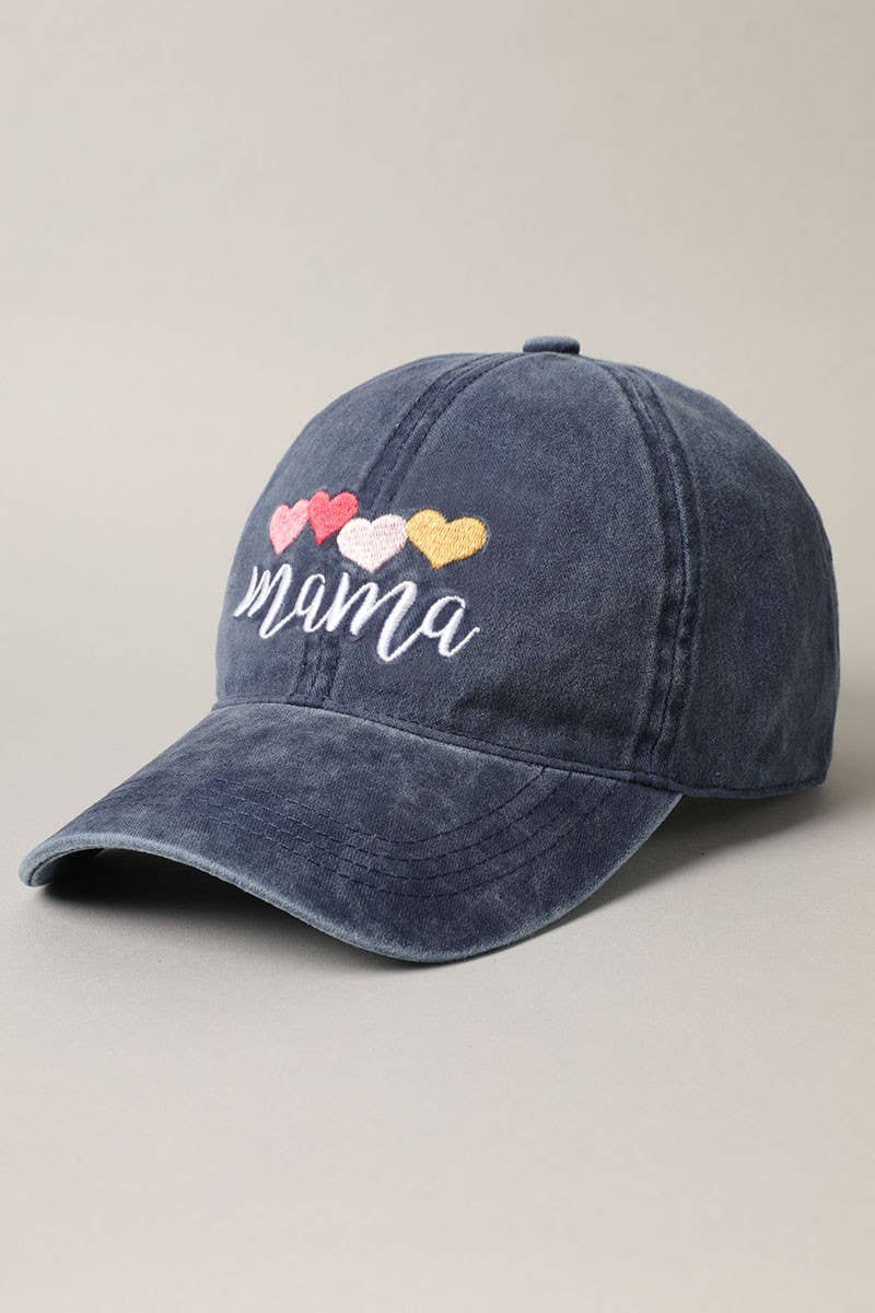 Mama with Heart Embroidery Baseball Dad Hat Cap: GREY / One Size