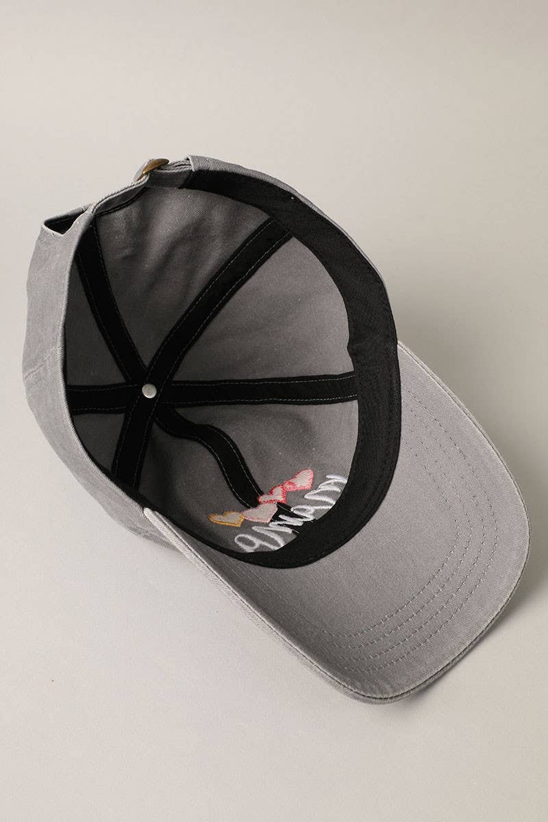 Mama with Heart Embroidery Baseball Dad Hat Cap: GREY / One Size