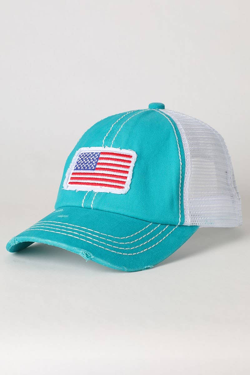America USA Flag Mesh Snapback Baseball Cap: NAVY / One Size