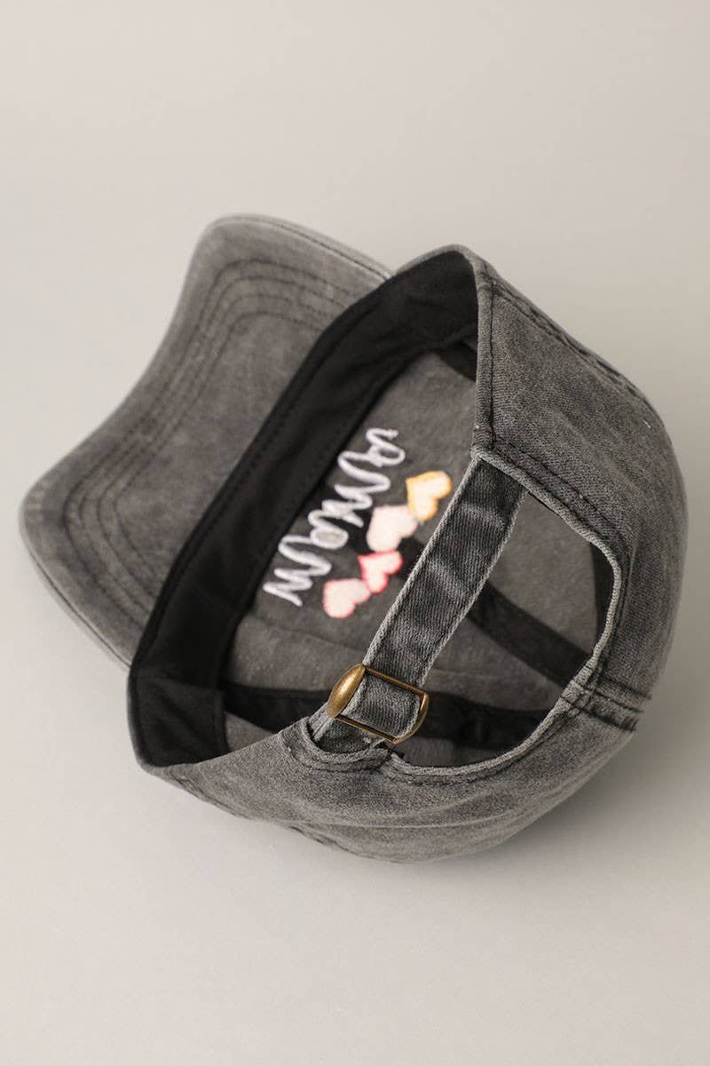 Mama with Heart Embroidery Baseball Dad Hat Cap: GREY / One Size