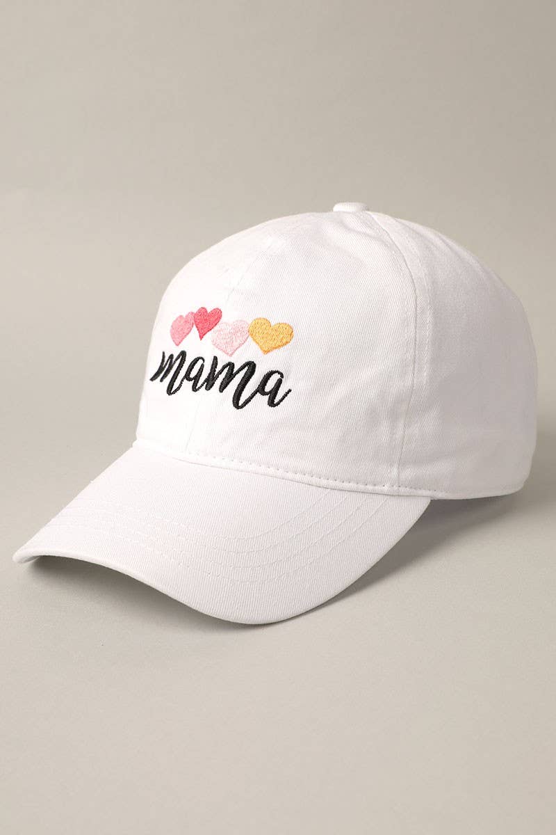Mama with Heart Embroidery Baseball Dad Hat Cap: GREY / One Size