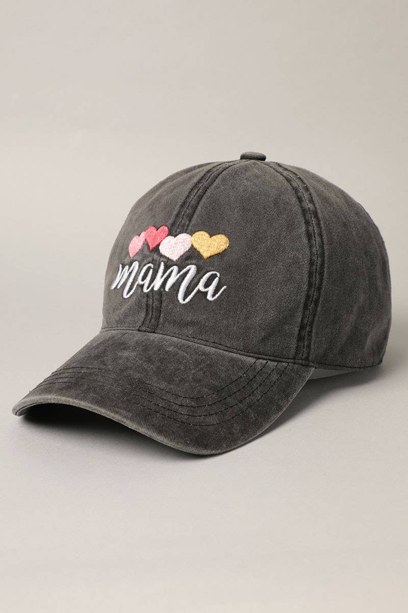 Mama with Heart Embroidery Baseball Dad Hat Cap: GREY / One Size