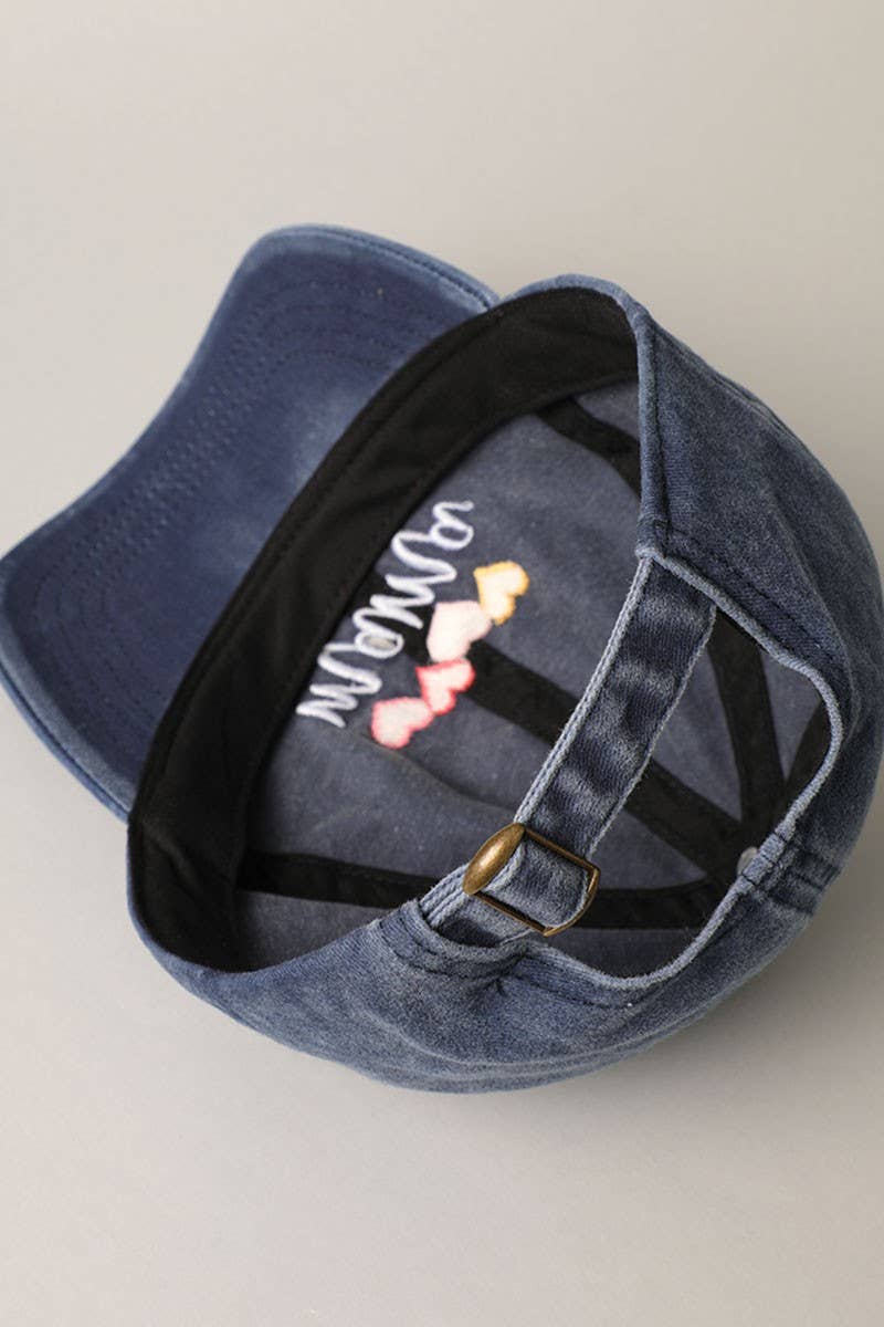Mama with Heart Embroidery Baseball Dad Hat Cap: GREY / One Size