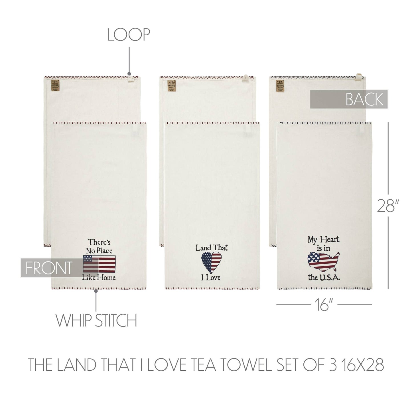 The Land That I Love Tea Towel Set of 3 16x28