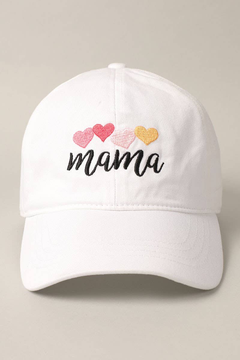 Mama with Heart Embroidery Baseball Dad Hat Cap: GREY / One Size