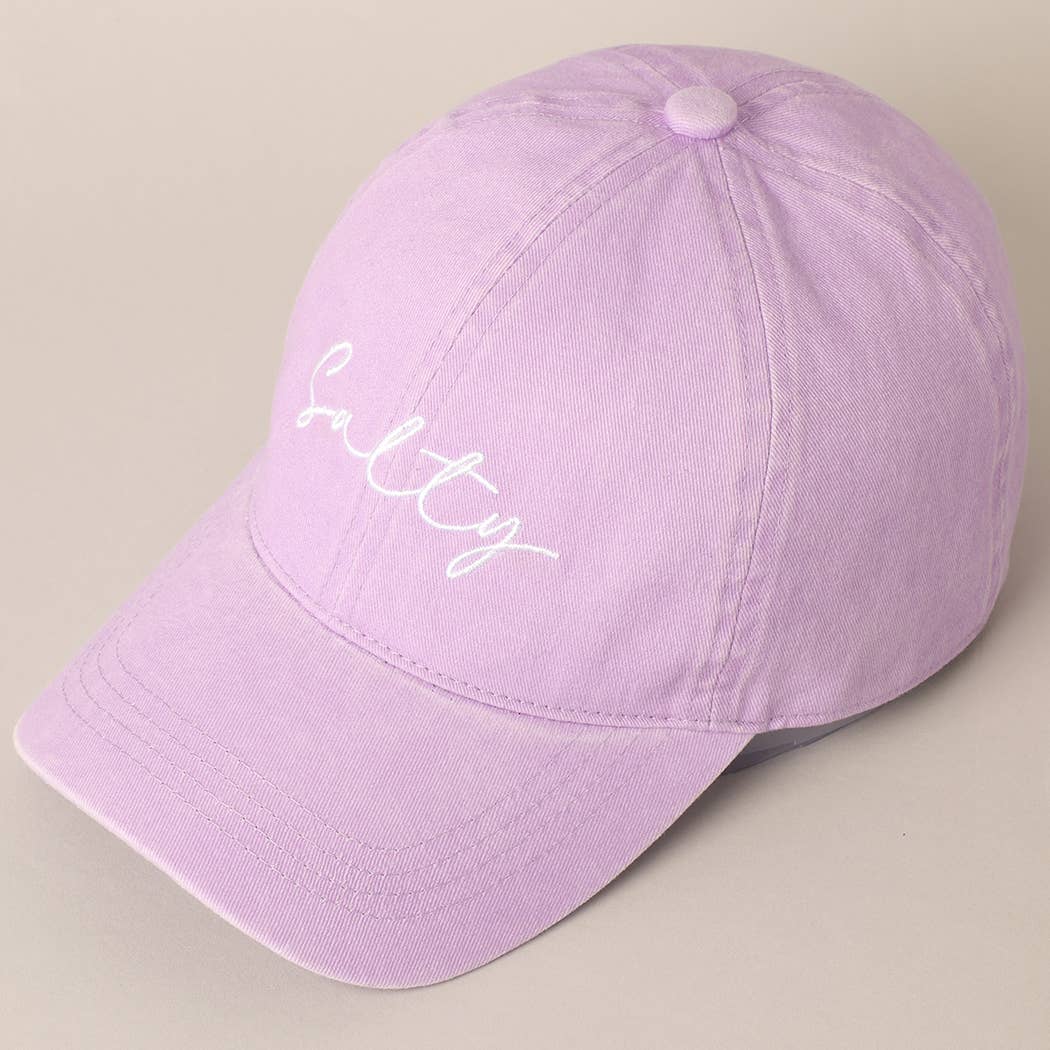 Salty Lettering Embroidery Baseball Cap: DENIM BLUE / One Size