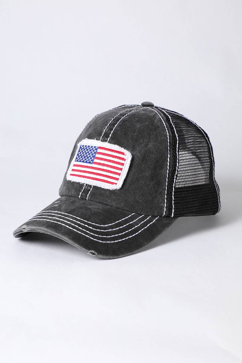 America USA Flag Mesh Snapback Baseball Cap: NAVY / One Size
