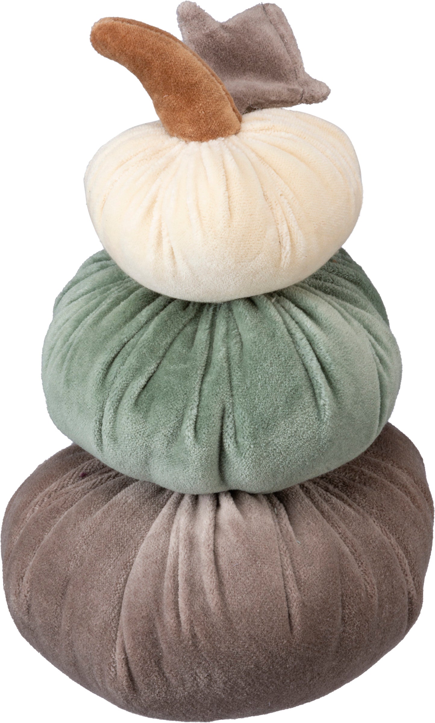 velvet pumpkin stack in varying colors 