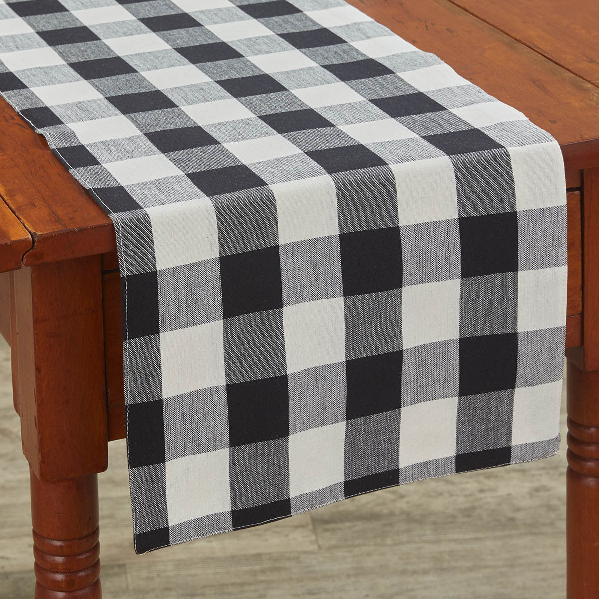 Wicklow Check Backed Table Runner 36"L- Black & Cream