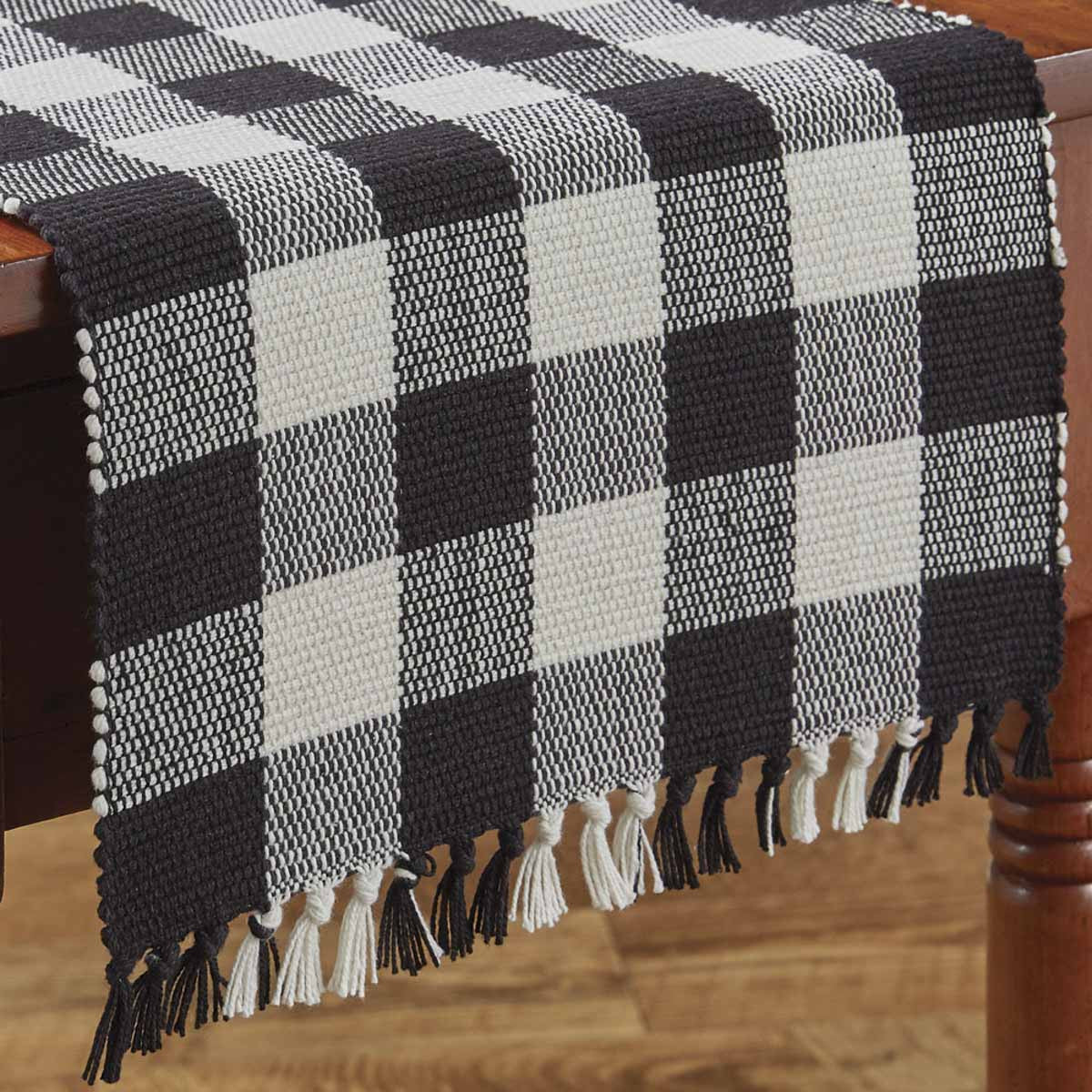 Wicklow Check Table Runner - 36"L - Black & Cream