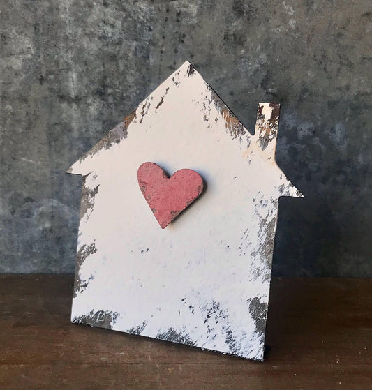 Our Country Homestead - Small, Free Standing House Cut Out With Heart Magnet - G's Country Barn
