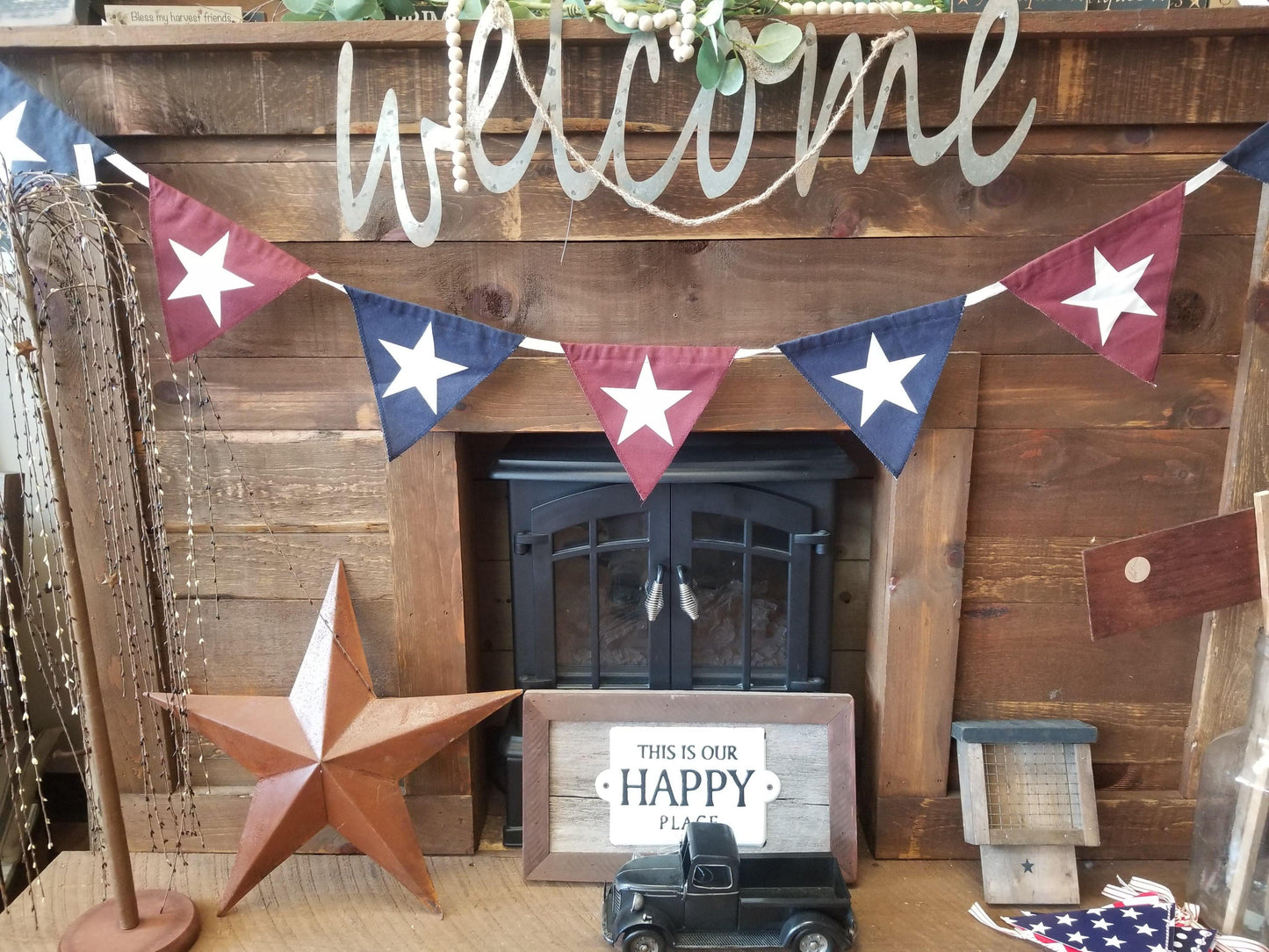 Americana Pennant - Red White & Blue Banner - G's Country Barn