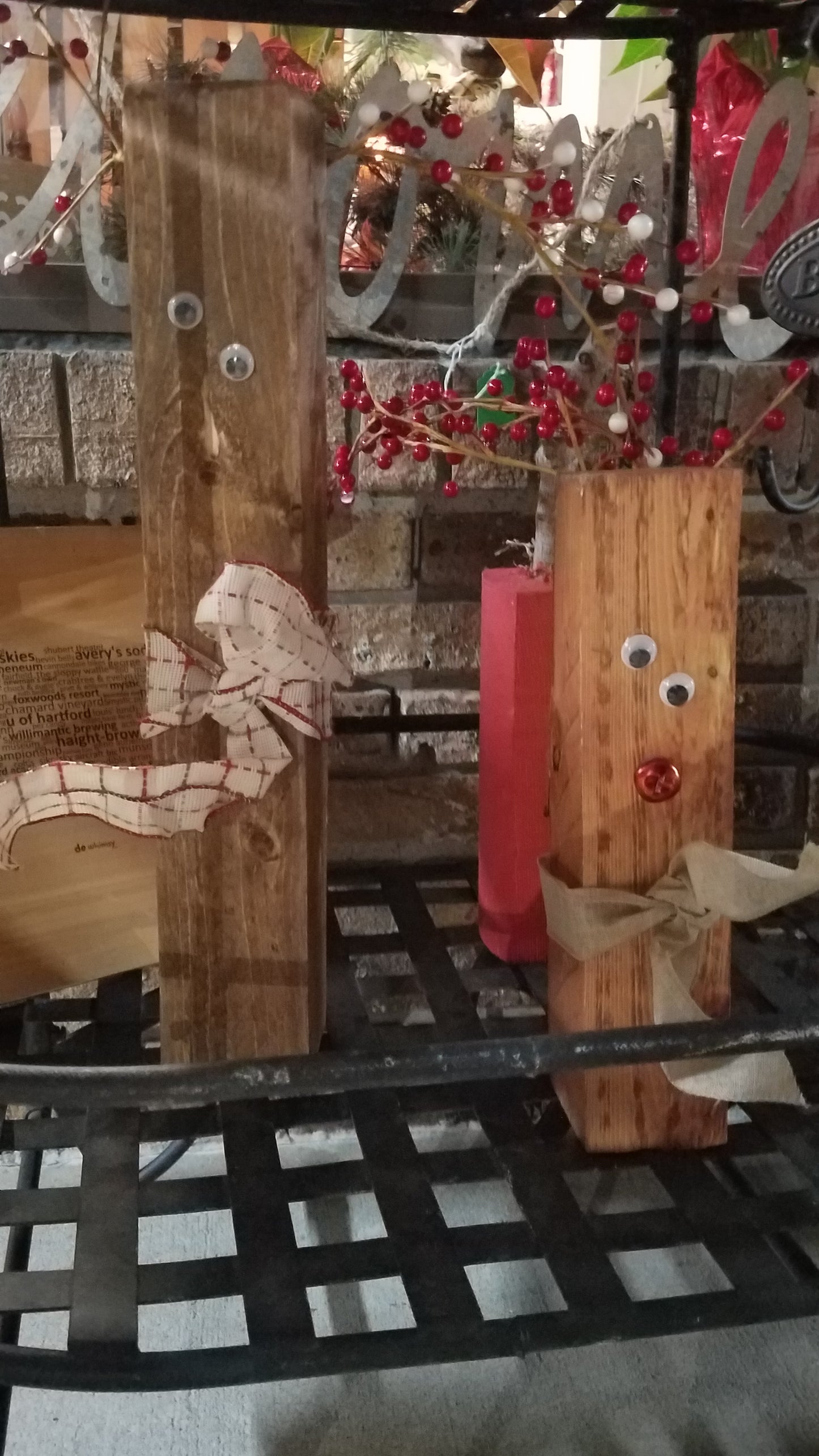 Standing Wooden Snowmen - Holiday Home Accent