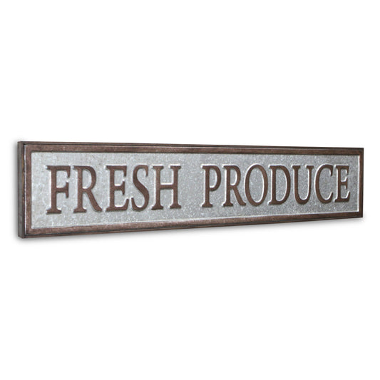 Horizontal Galvanized Wall Sign - Fresh Produce