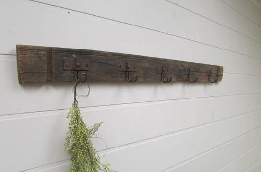 Extreme rustic repurposed barn wood used to make coat rack wall mount