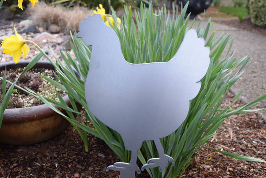 Steel Chicken Yard Stakes: Hen #1