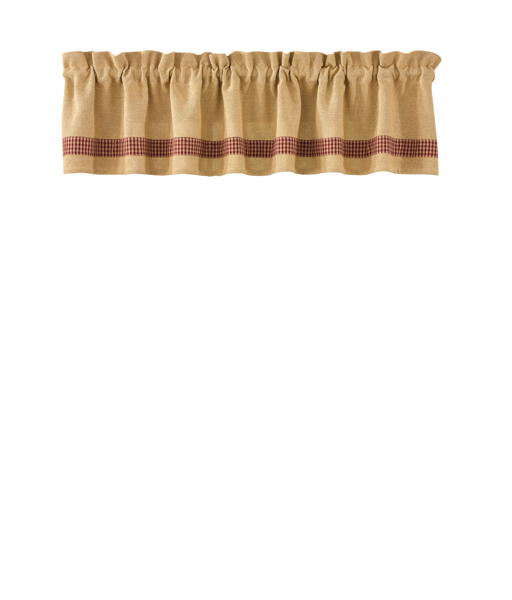 Primitive Burlap & Check Valance - Red