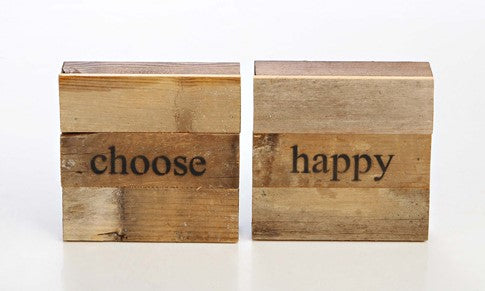 RECLAIMED WOOD WALL ART - Choose happy (2 piece)