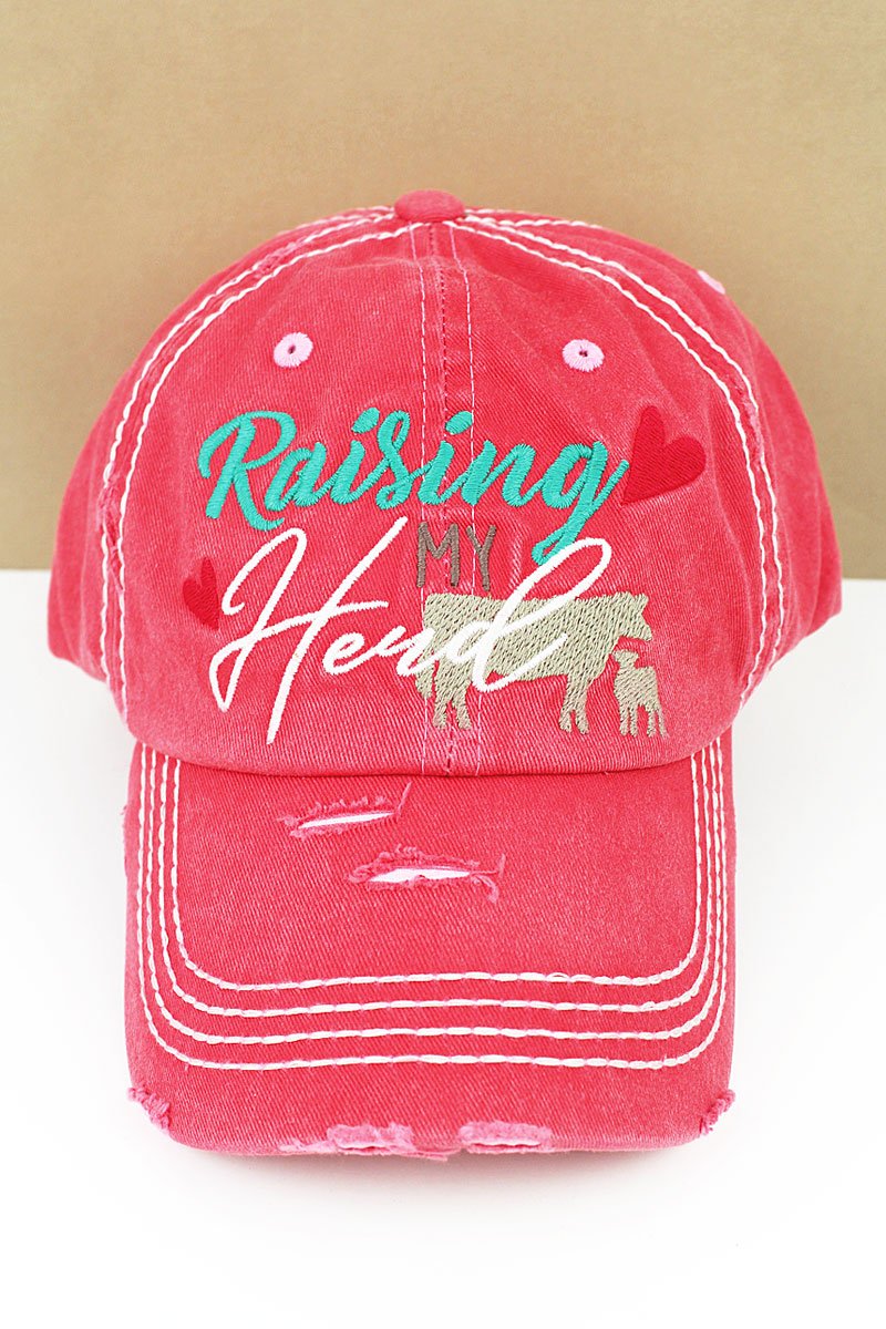 Distressed Salmon Cap 'Raising My Herd'